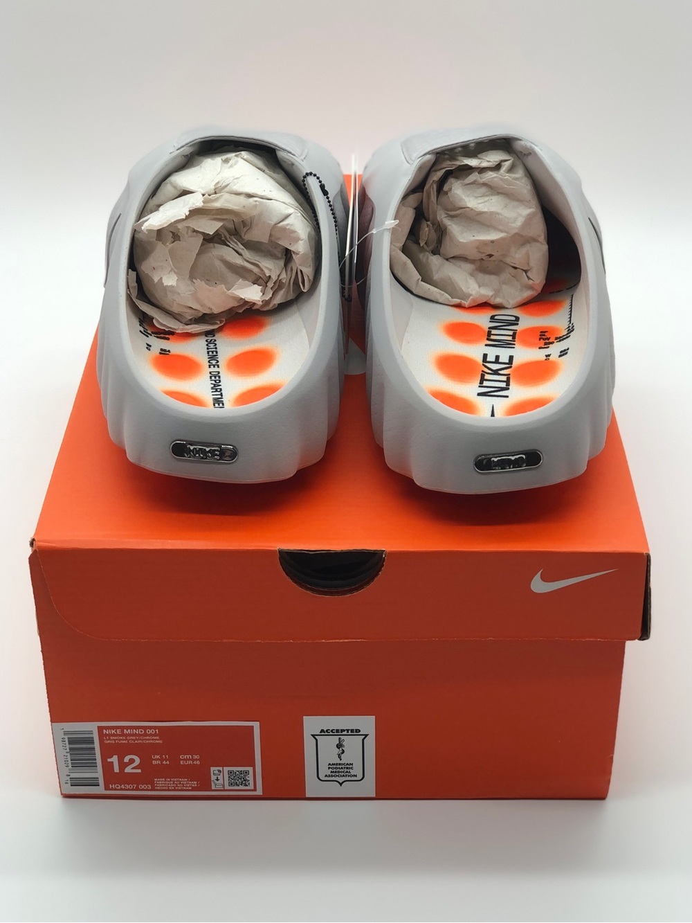 Nike Mind 001 Light Smoke Grey Brand New In Box (DS / BNIB) Size 12 Men - Picture 2 of 16